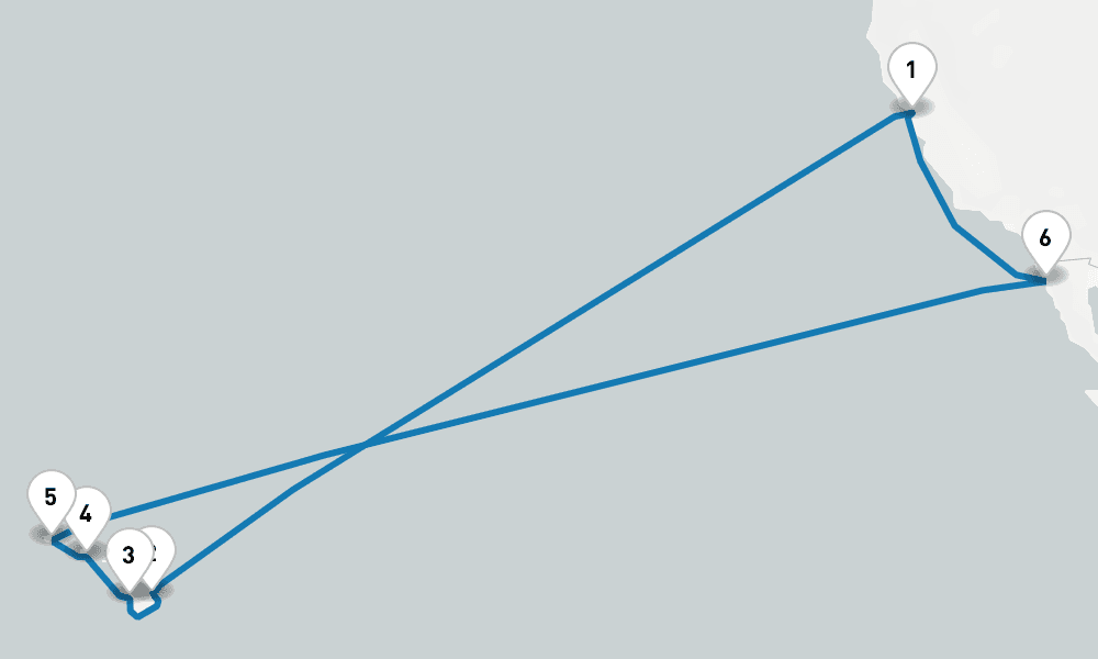 16 days, round-trip Hawaiian Islands 17日間