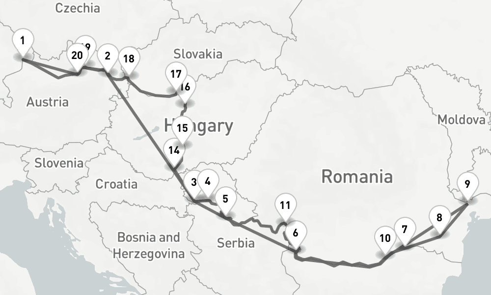 14 days, round-trip Danube 15日間