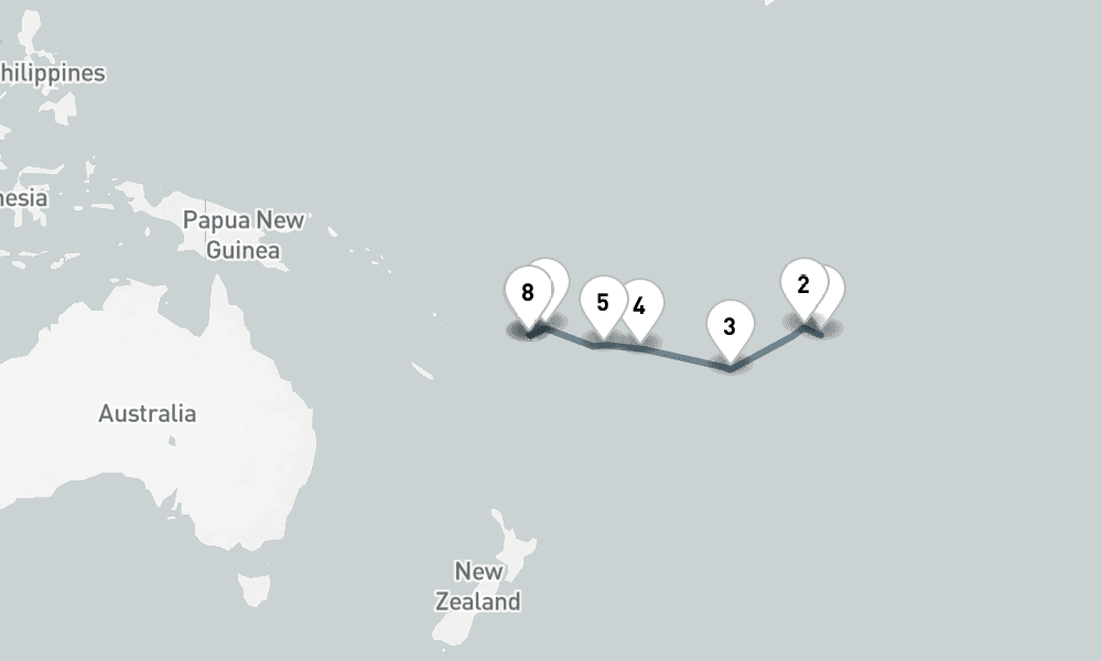 12 days, one-way from Papeete to Lautoka 13日間