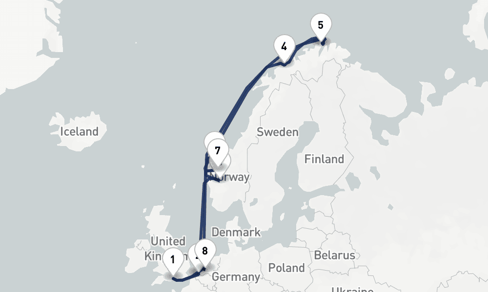 12 days, round-trip Norwegian Fjords Arctic Circle 13日間