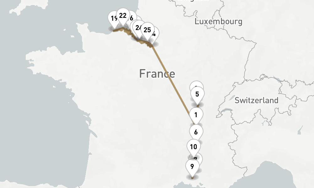 20 days, one-way from Lyon to Paris City 21日間