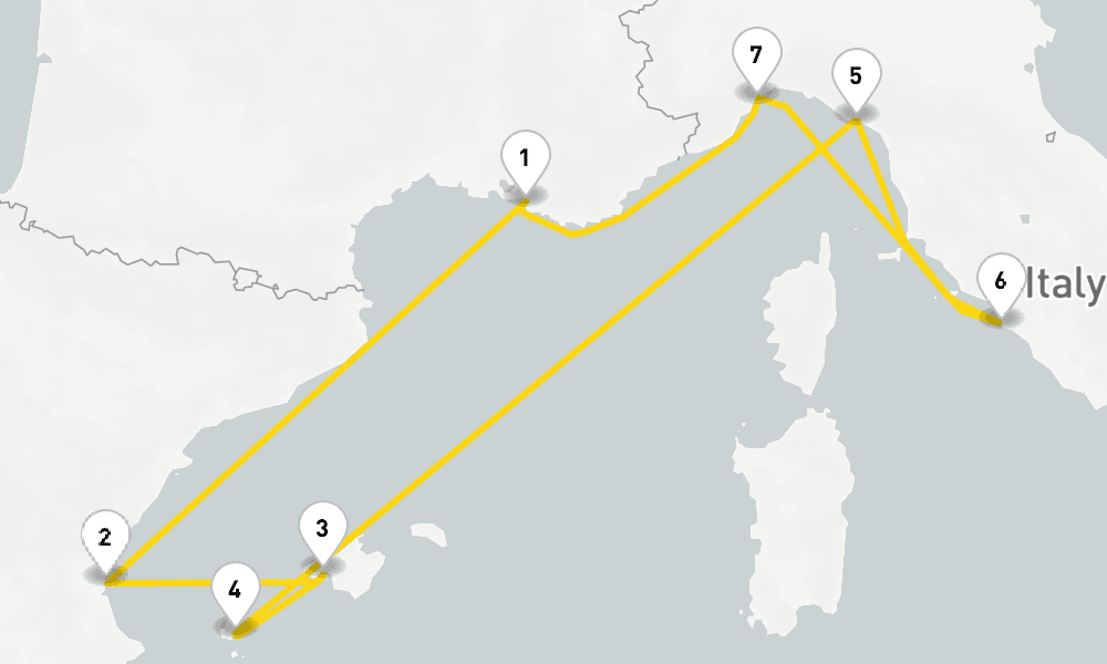 8 days, round-trip Western Mediterranean from Marseilles 9日間