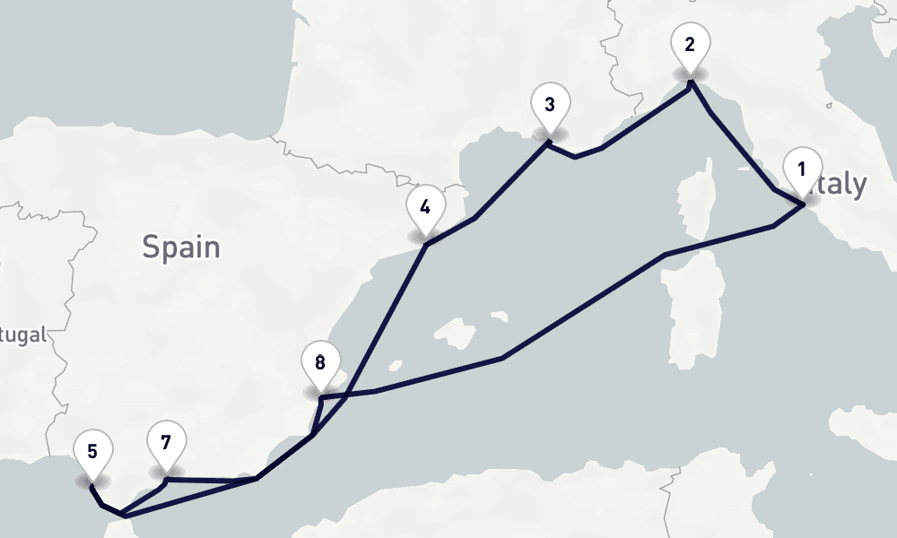 10 days, round-trip Mediterranean 11日間
