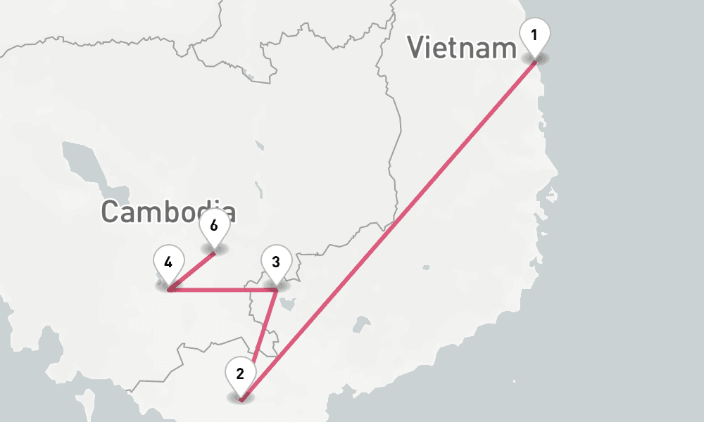 7 nights / 8 days, one-way from Phu My (Ho Chi Minh City / Saigon, Vietnam) to Kampong Cham