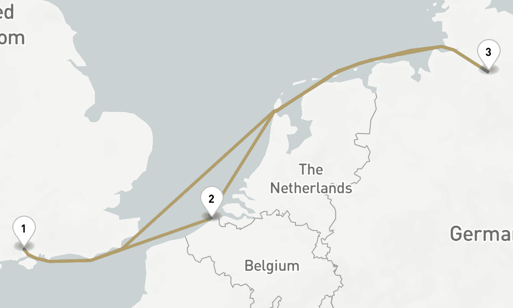 5 days, round-trip Zeebrugge And Hamburg 6日間