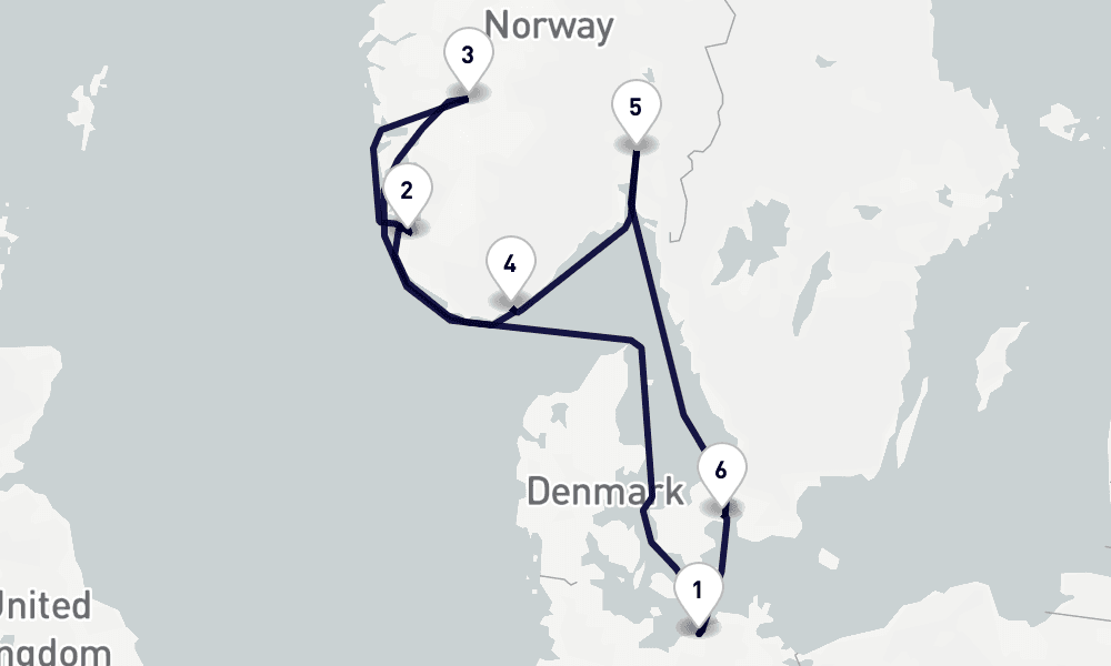 7 days, round-trip Northern Europe 8日間