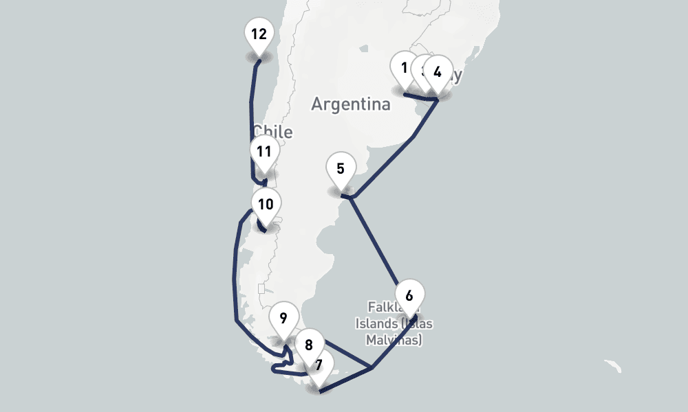 22 days, one-way from Buenos Aires to San Antonio 23日間