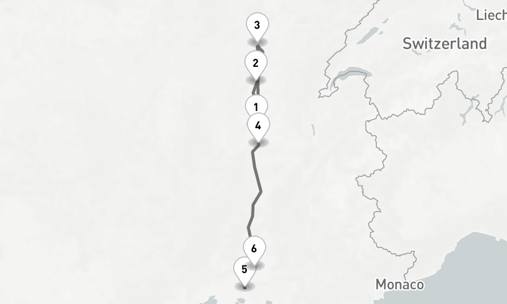 7 days, one-way from Lyon to Avignon 8日間