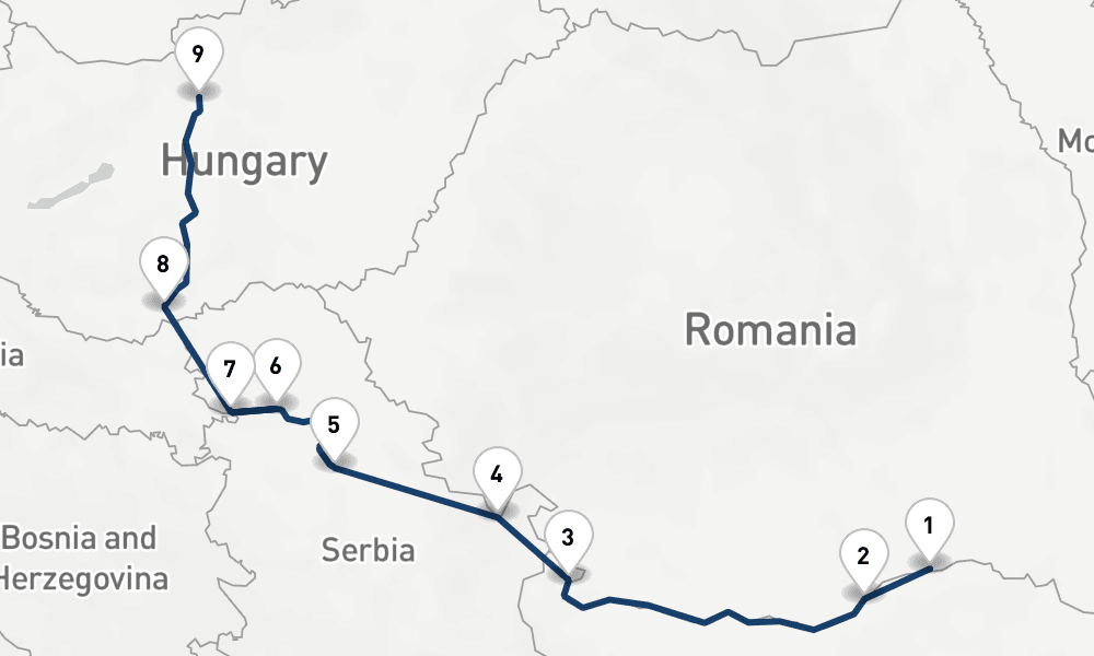 8 nights / 9 days, one-way from Oltenita to Budapest