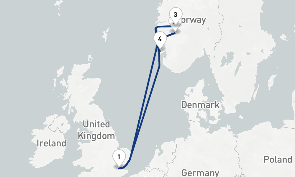 7 nights / 8 days, Tilbury (London, England) Round trip