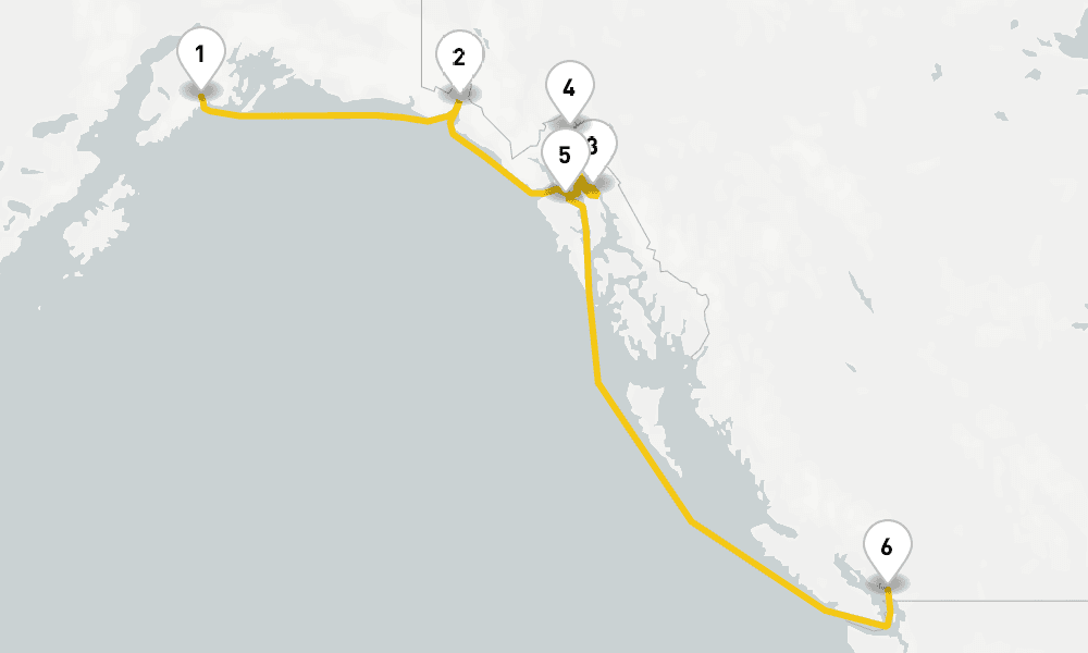 7 days, one-way from Seward to Vancouver 8日間