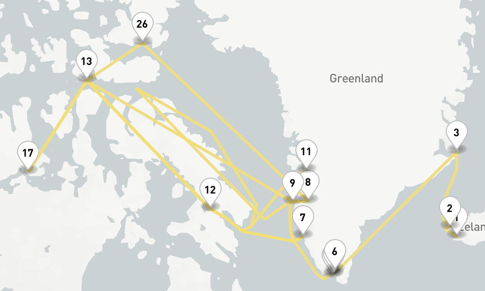 62 days, one-way from Reykjavik to Kangerlussuaq 63日間