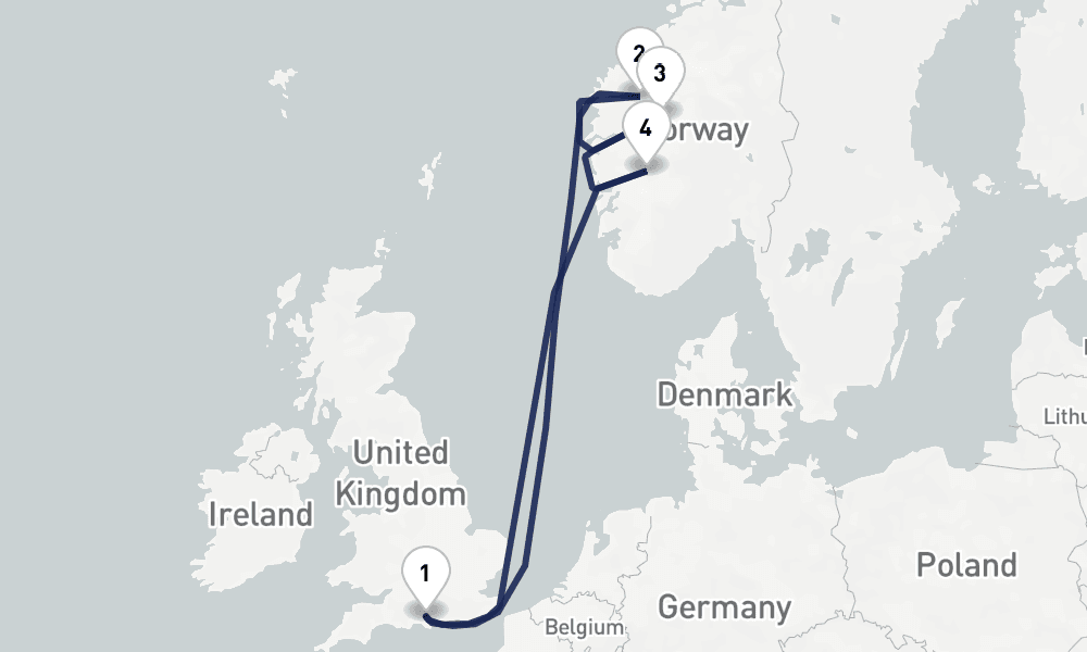 8 days, round-trip Mountains, Glaciers Fjords of Norway 9日間