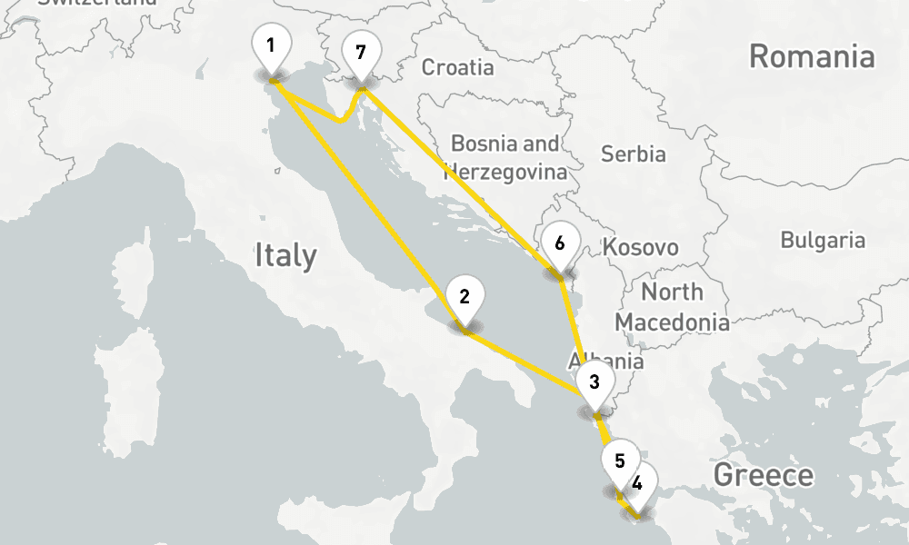 7 days, round-trip Eastern Mediterranean from Marghera Venice 8日間