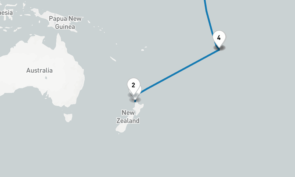 24 days, one-way from Auckland to Vancouver 25日間