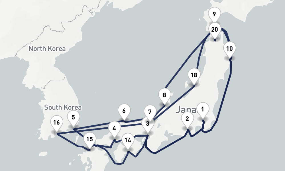 28 days, round-trip Circle Japan 29日間