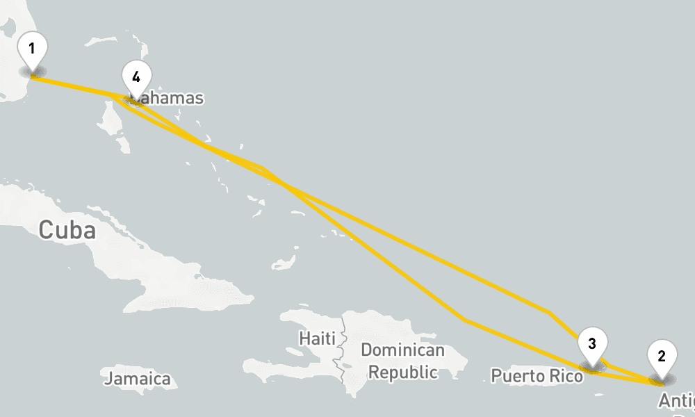 7 days, round-trip Eastern Caribbean Cruise 8日間