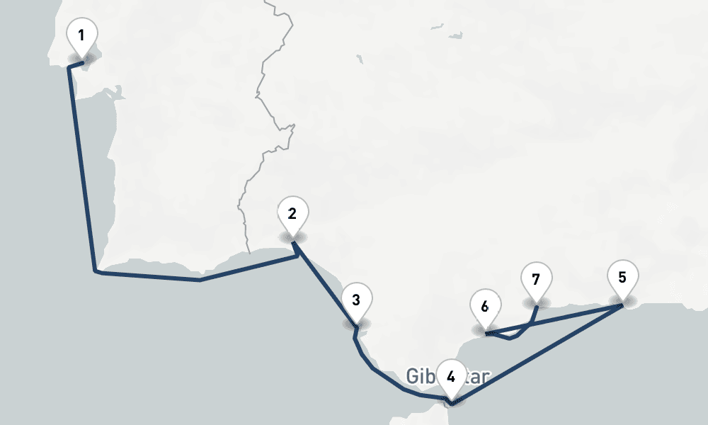 8 days, one-way from Lisbon to Malaga 9日間