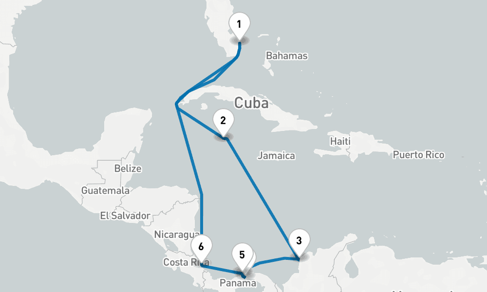 12 days, round-trip Caribbean with Costa Rica Panama Canal 13日間