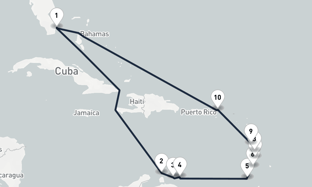 14 days, round-trip Festive Caribbean Frolic Miami to Miami 15日間