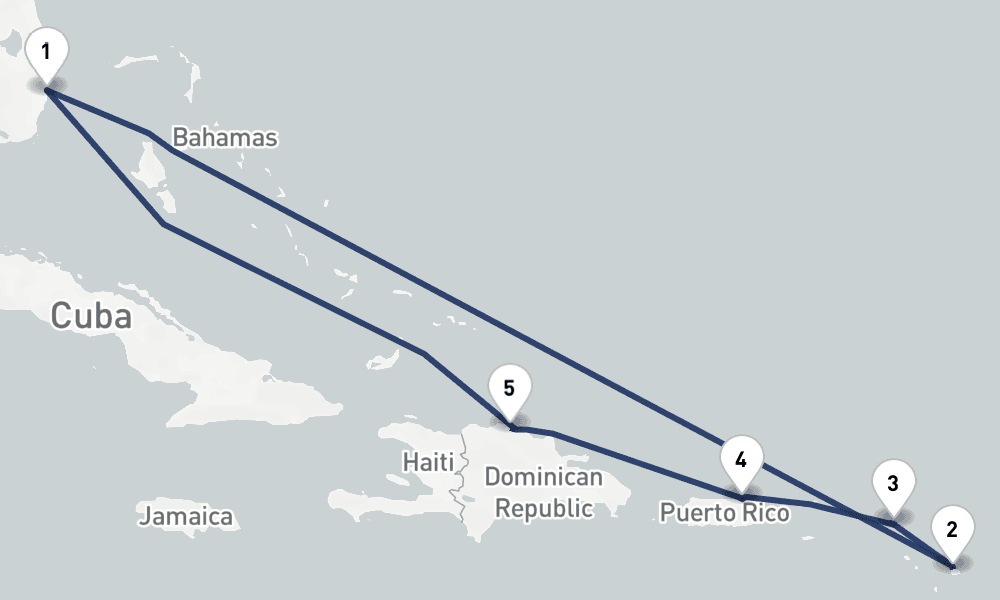 8 days, round-trip Antigua, St. Maarten San Juan Holiday 9日間