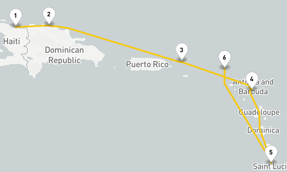 12 days, round-trip Southern Caribbean Cruise 13日間