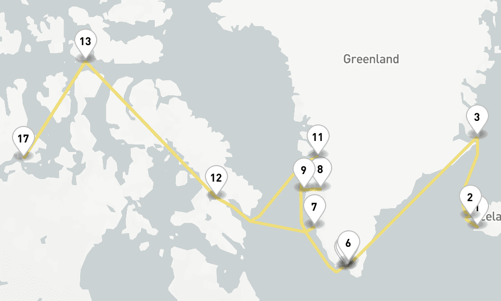 32 days, one-way from Reykjavik to Kangerlussuaq 33日間