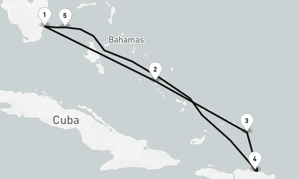 7 days, round-trip Miami, Fl To Miami, Fl 8日間