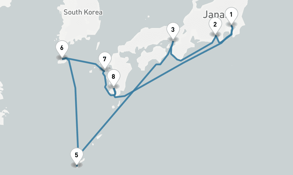 11 days, round-trip Asia - Tokyo To Tokyo 12日間