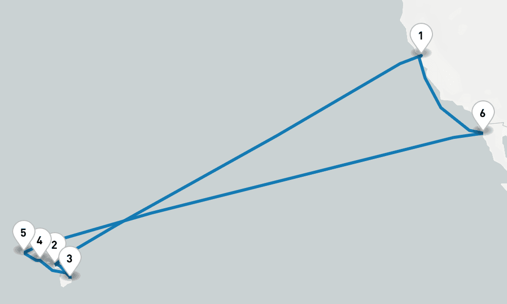 16 days, round-trip Hawaiian Islands 17日間
