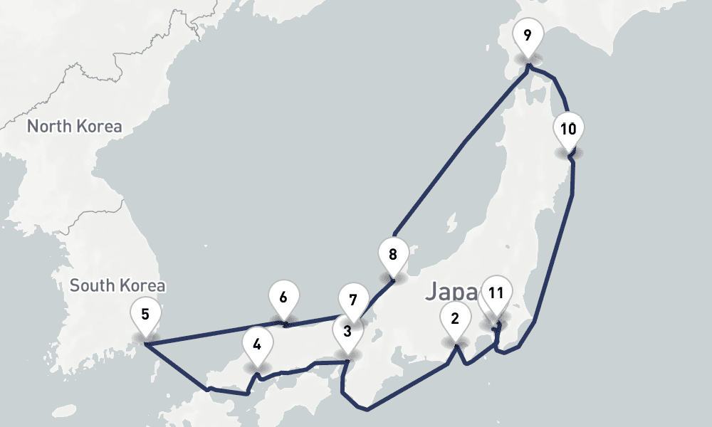 14 days, one-way from Yokohama to Tokyo 15日間