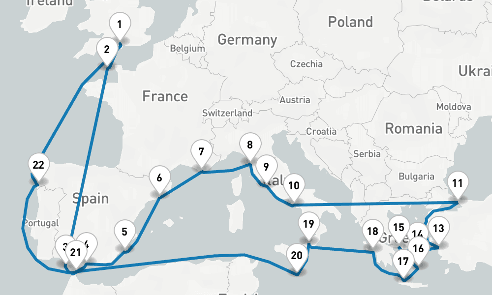 31 days, round-trip Mediterranean Marvel 32日間