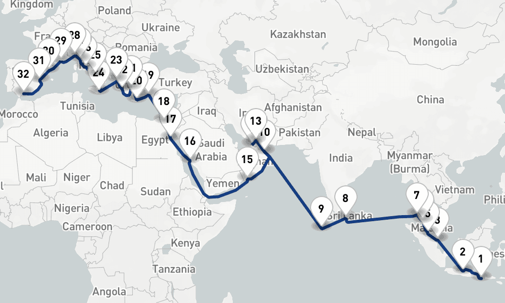 49 days, one-way from Benoa to Malaga 50日間