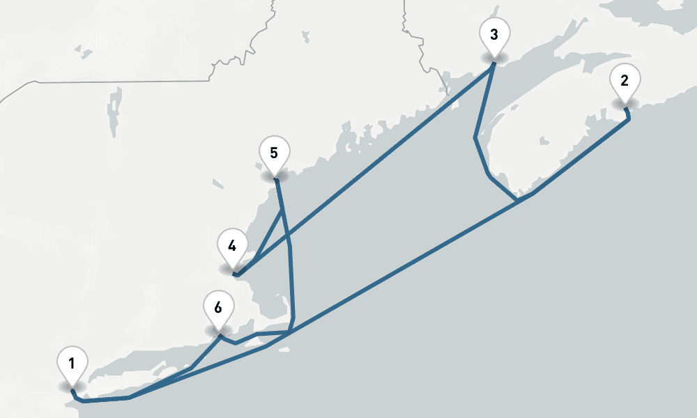 7 days, round-trip Canada New England Round-trip New York Boston Halifax 8日間