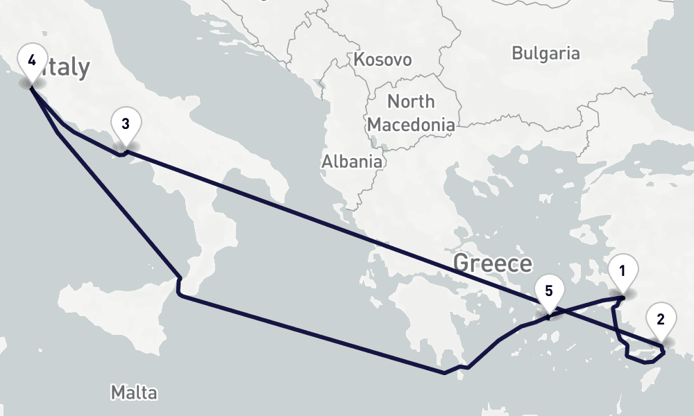 7 days, round-trip Mediterranean 8日間