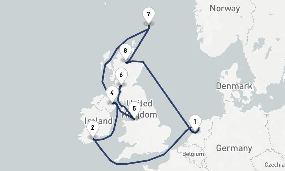 12 days, round-trip British Isles 13日間