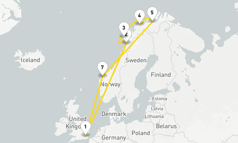 13 days, round-trip Arctic Explorer Northern Lights 14日間