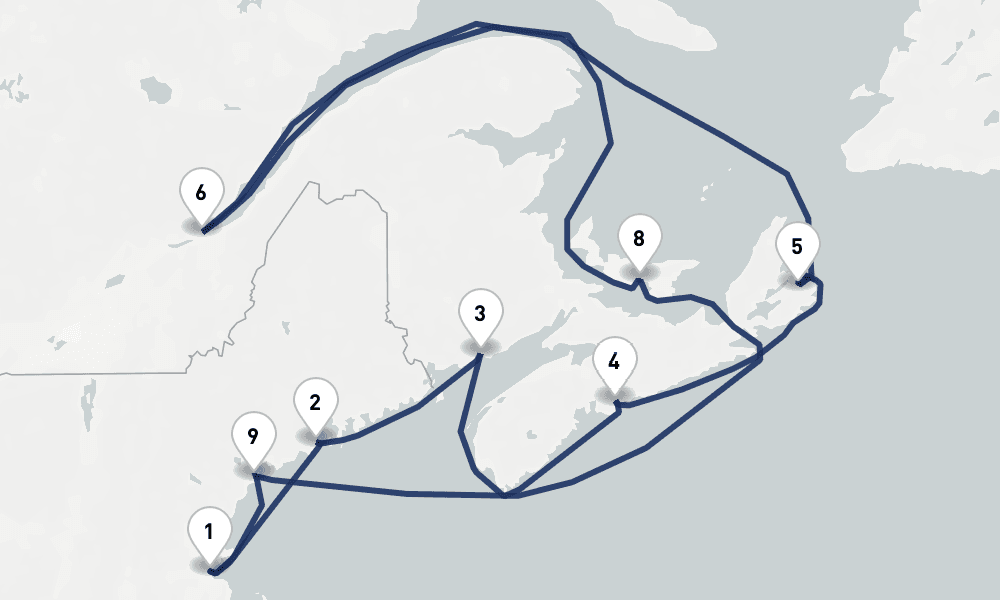 12 days, round-trip Boston, Maine Canada 13日間
