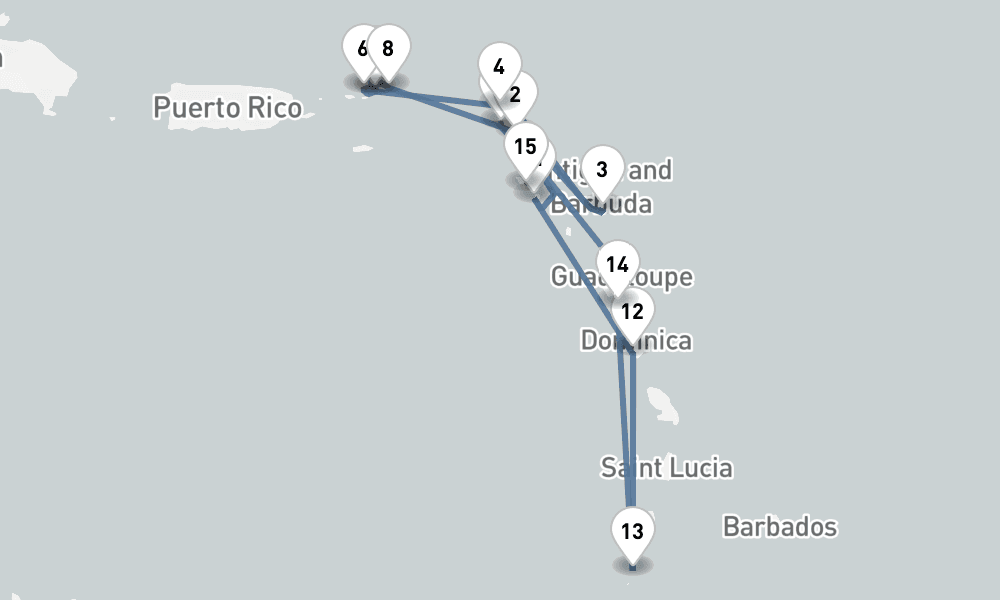 14 days, round-trip Star Collector Caribbean Explorations 15日間
