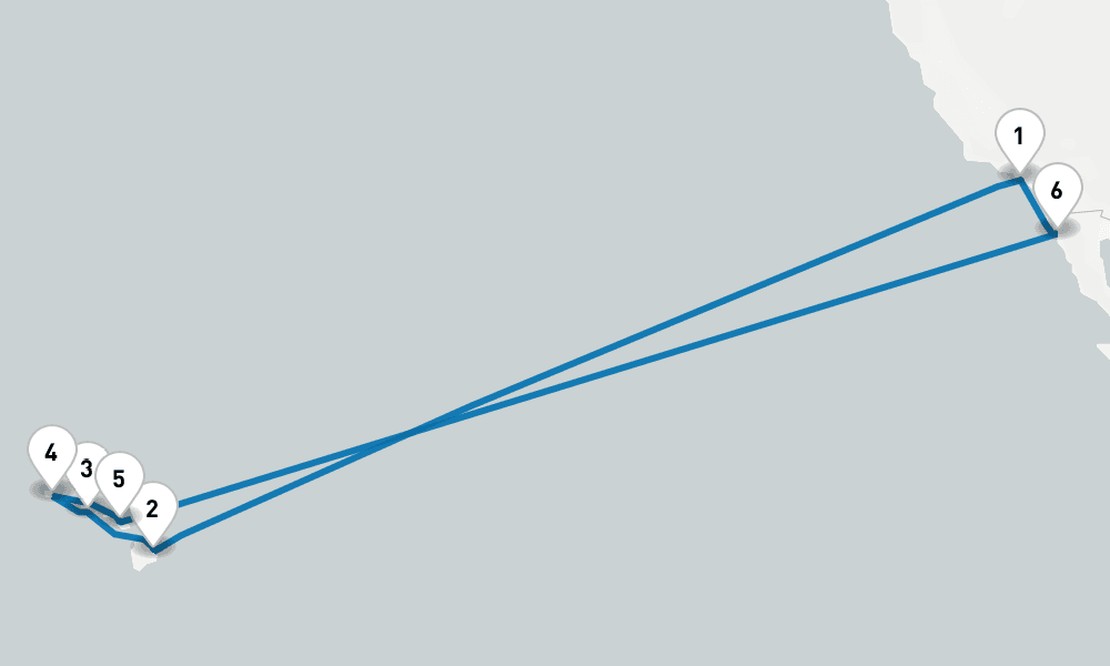 16 days, round-trip Hawaiian Islands 17日間