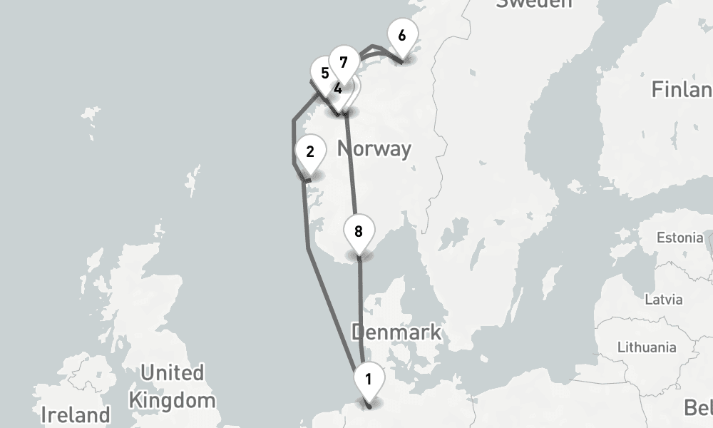10 days, round-trip - Norwegens Fjordwelten Mit Trondheim - AbBis Bremerhaven 11日間