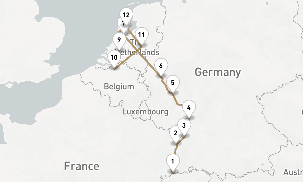 14 days, one-way from Basel to Amsterdam 15日間