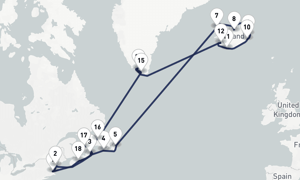 28 days, round-trip Legendary Canada, Greenland Iceland 29日間