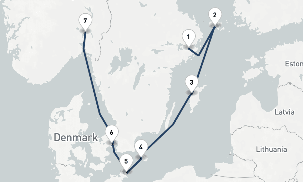 7 days, one-way from Stockholm to Oslo 8日間