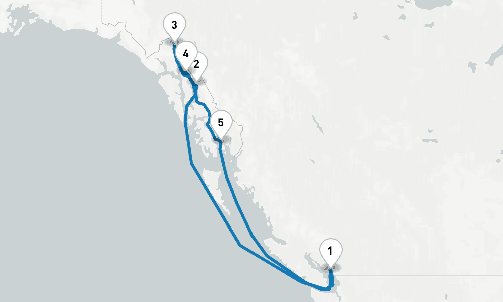 7 days, round-trip Inside Passage Roundtrip Vancouver 8日間