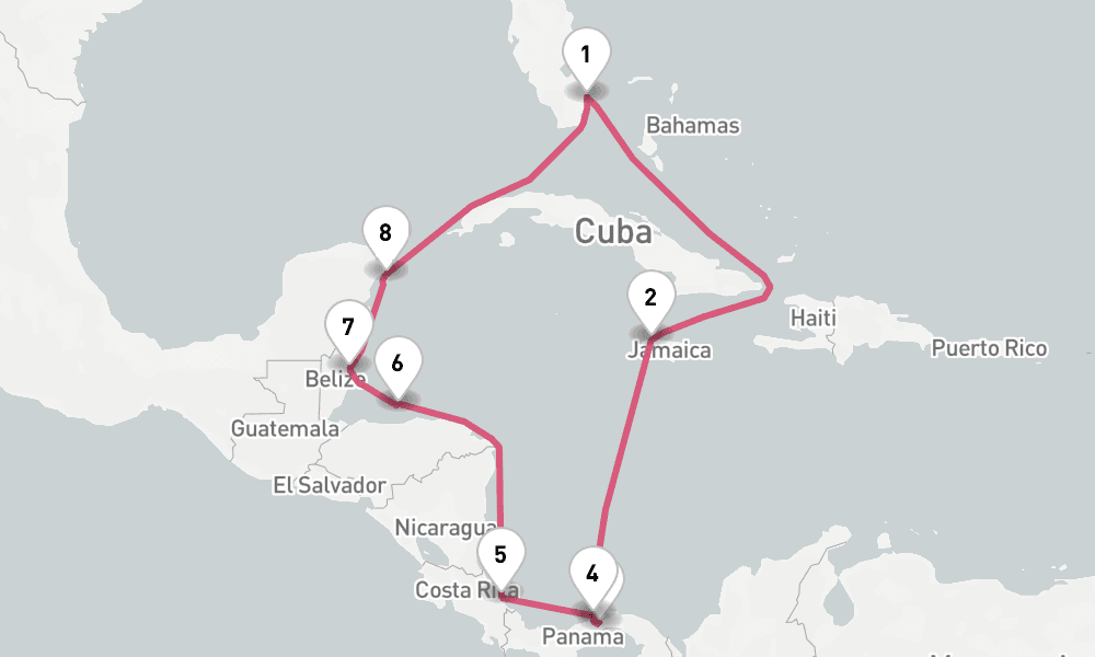 14 days, round-trip Panama Canal Central America 15日間