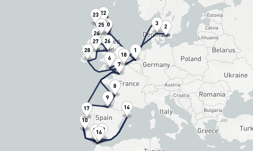 42 days, round-trip Solar Eclipse British Isles 43日間