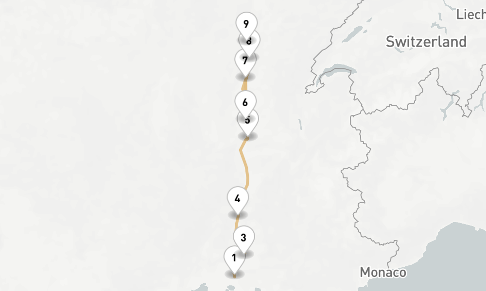 6 nights / 7 days, one-way from Arles to Chalon-sur-Saone