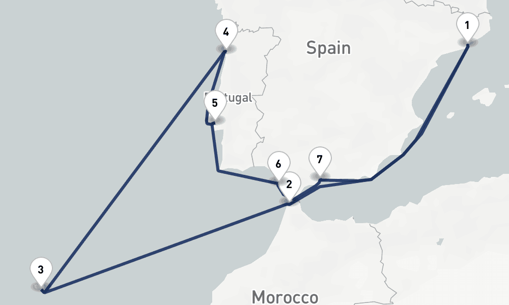 11 days, round-trip Spain, Portugal Morocco 12日間