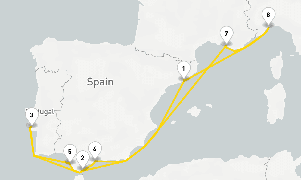 10 days, round-trip Western Mediterranean from Barcelona 11日間